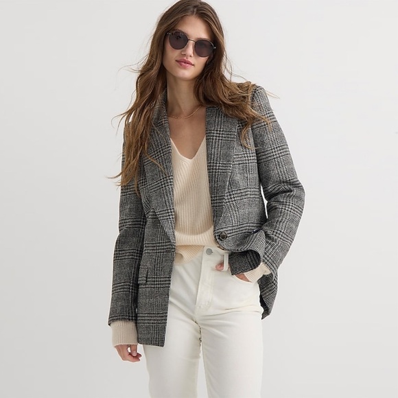 J. Crew - Willa Blazer in Houndstooth Wool - Gray Multi - Picture 1 of 14